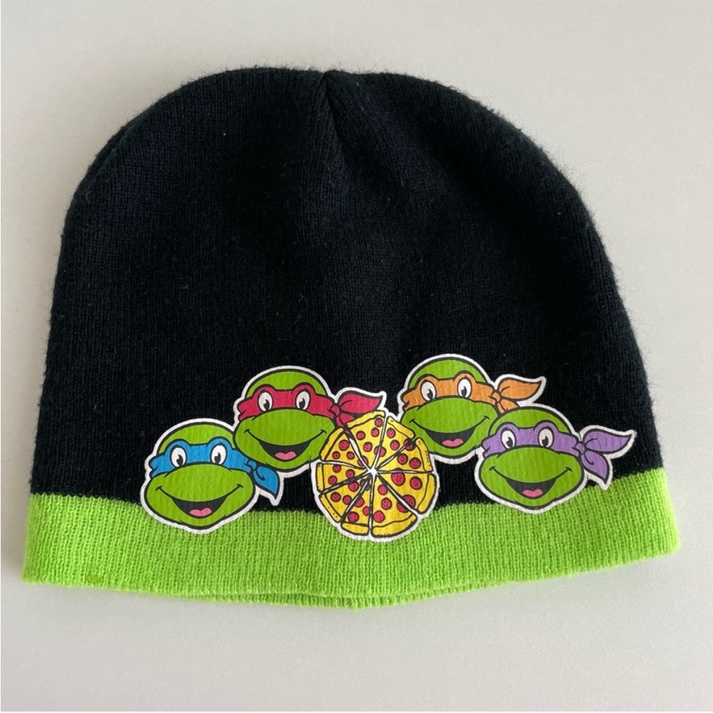 TMNT Teenage Mutant Ninja Turtles Beanie Pizza Hat Toboggan Black Green Youth